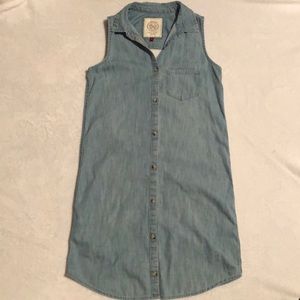 SO Sleeveless Button Down Denim Dress